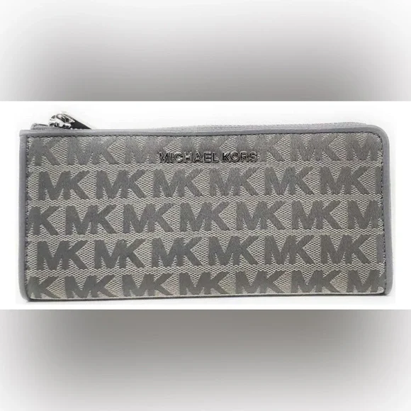 Michael Kors Monogram Zip-Around Wallet in Gray - Picture 1 of 4